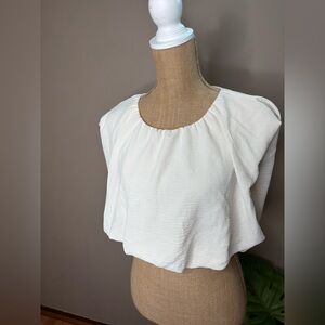 Blu Pepper Sleeveless Cream Blouse Crop Top Size M Tie Back
